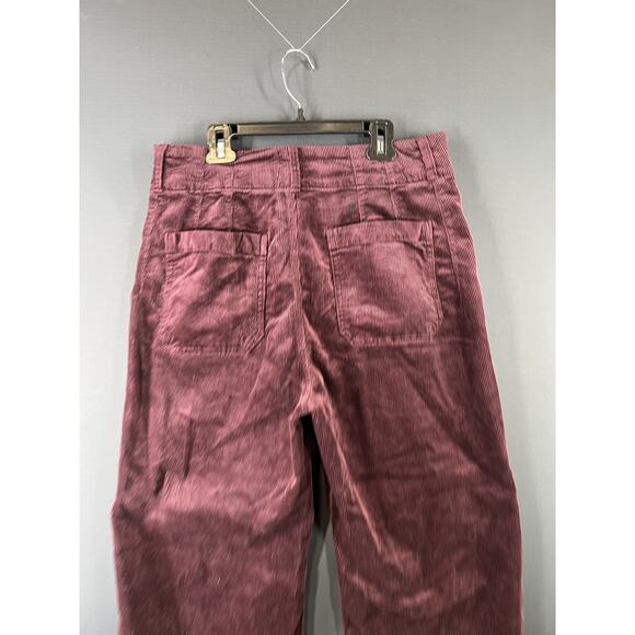New Anthropologie Maeve Colette Size 31 Cropped Corduroy Wide Leg Pants Purple - Picture 7 of 10